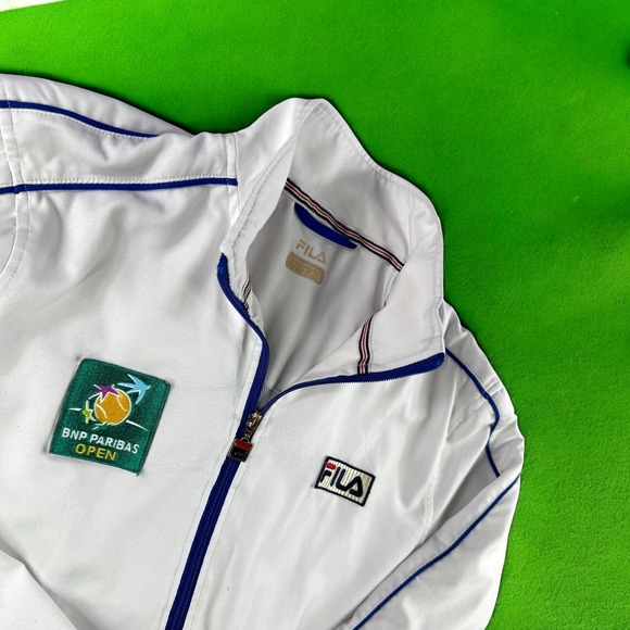 Vintage Fila Track Jacket Men L "BNP Paribas Open" Full Zip‎ Piping Tennis - Picture 1 of 14